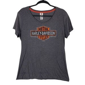 Harley-Davidson Gray and Orange Women's Top